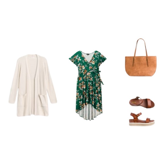 NEW Fortune + Ivy IRENE Green Faux Wrap High Low Midi Dress Sz 2X Stitch Fix - Picture 5 of 9